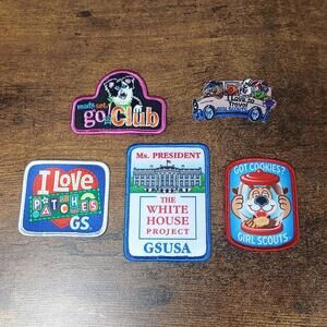 Lot of 5 Girl Scouts Patches, White House ~ Cookies ~ Travel ~ Patches, Unused
